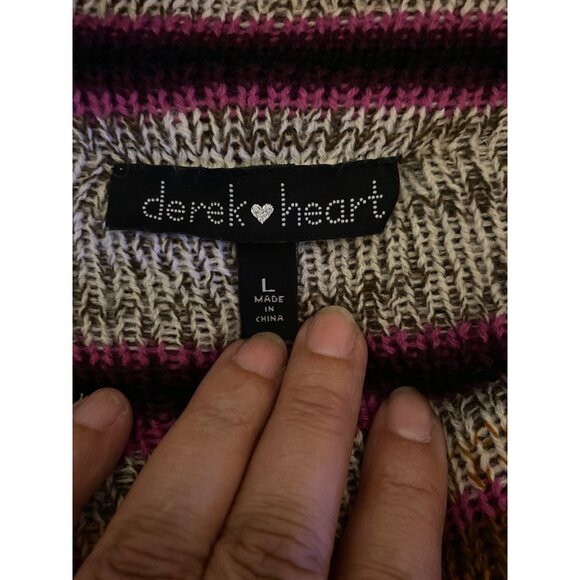 Women’s L Cardigan Bohemian Fringe Multicolor Striped Knit Hippie South… - Picture 9 of 12